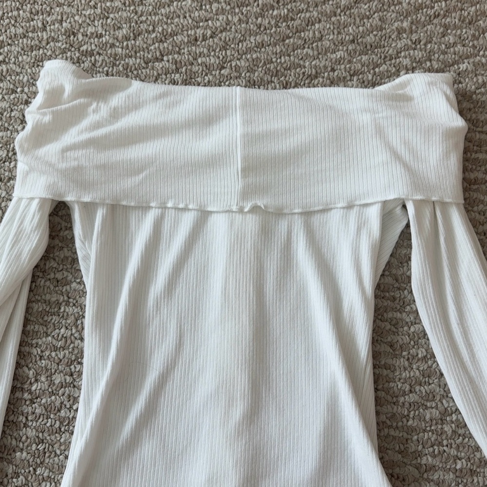Princess Polly White Ribbed Off-Shoulder Top - Picture 8 of 11